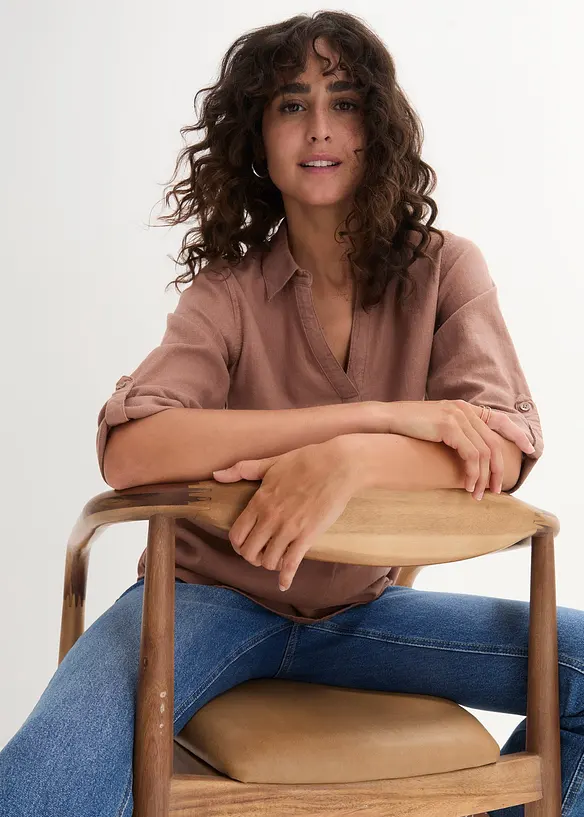 Leinen-Bluse, 3/4-Arm, bonprix