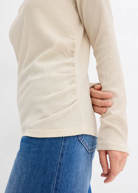 T-shirt manches longues en crêpe texturé, bonprix