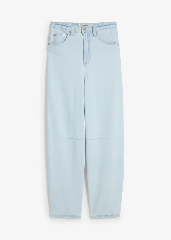 Jean Balloon taille haute et élastiquée, ultra doux, raccourci, bonprix