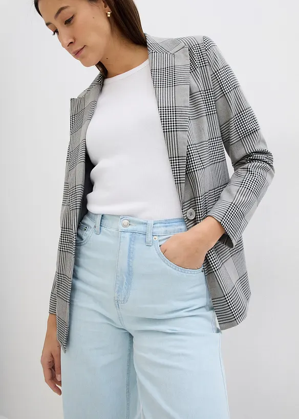 Jean Balloon taille haute et élastiquée, ultra doux, raccourci, bonprix