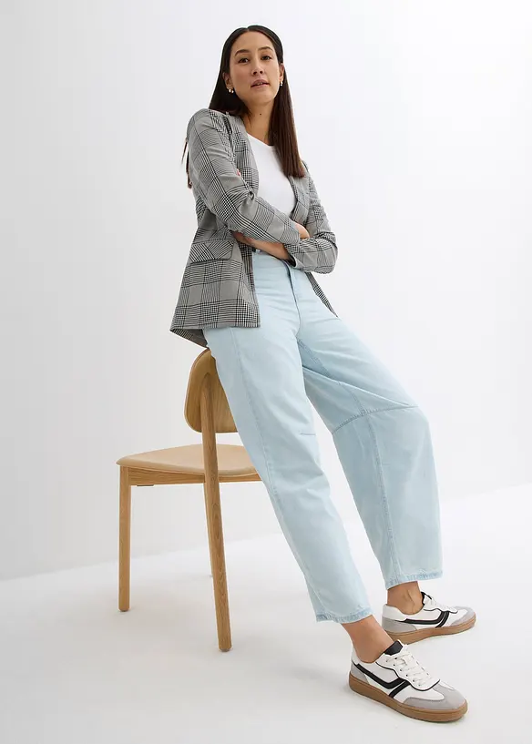 Jean Balloon taille haute et élastiquée, ultra doux, raccourci, bonprix