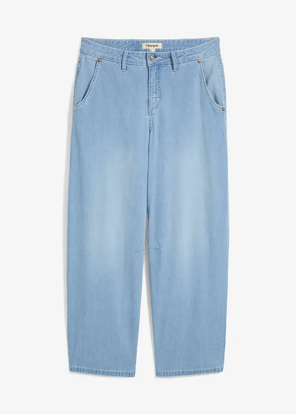 Jean balloon taille mi-haute ultra doux, cropped, bonprix