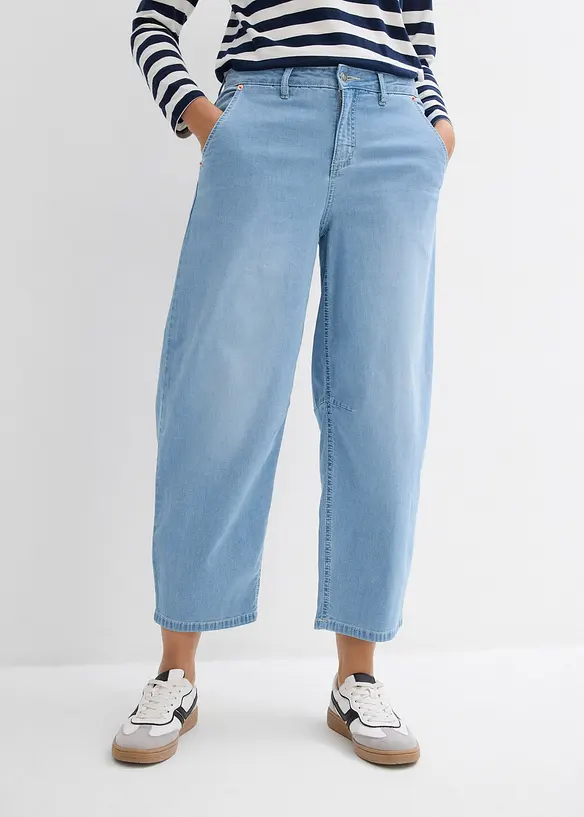Jean balloon taille mi-haute ultra doux, cropped, bonprix