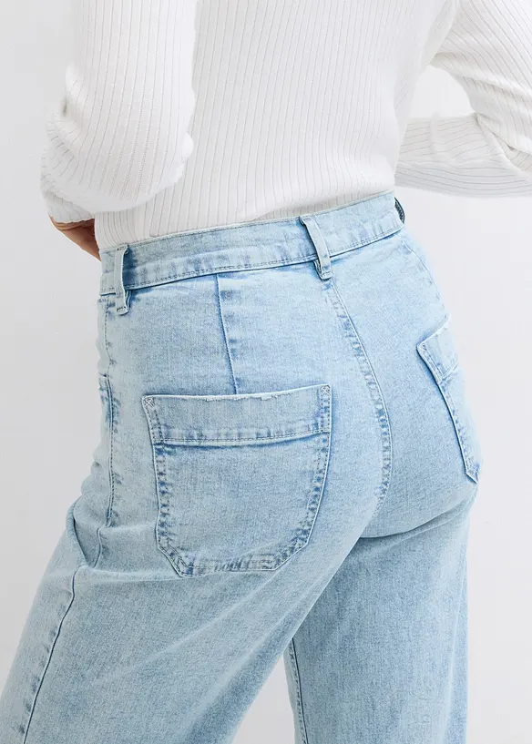 Jean large, taille haute, raccourci, bonprix