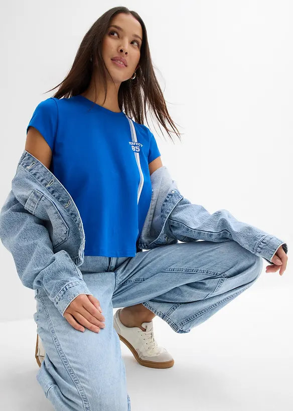 T-shirt court avec imprimé, bonprix