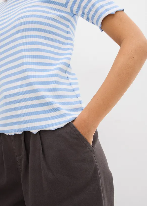 Geripptes Kurzarmshirt, bonprix