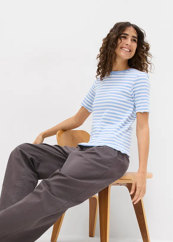 Geripptes Kurzarmshirt, bonprix
