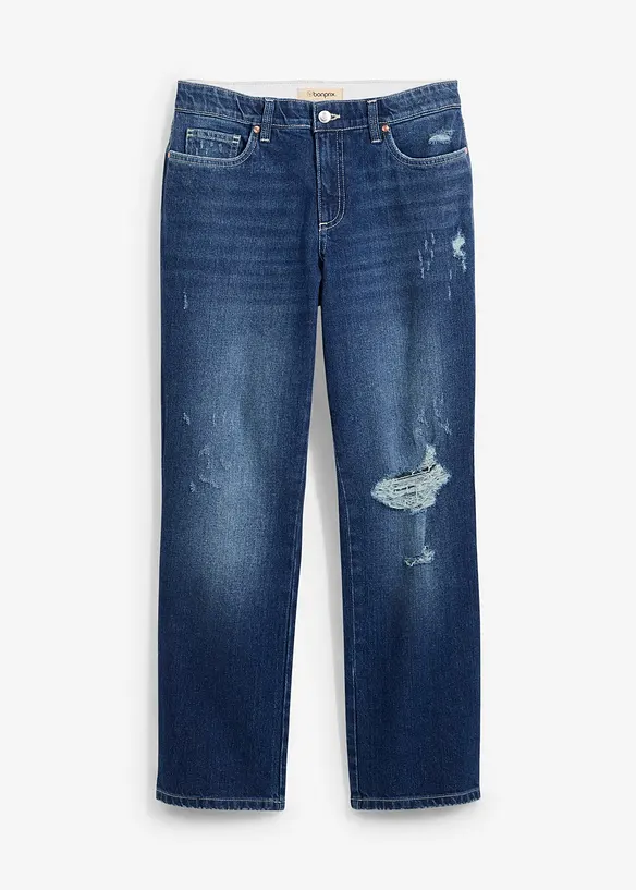 Jean droit cropped taille mi-haute élastiquée, peu extensible, bonprix