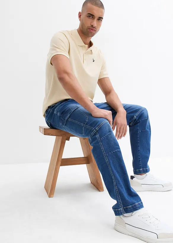 Jean cargo droit et extensible, Relaxed, bonprix
