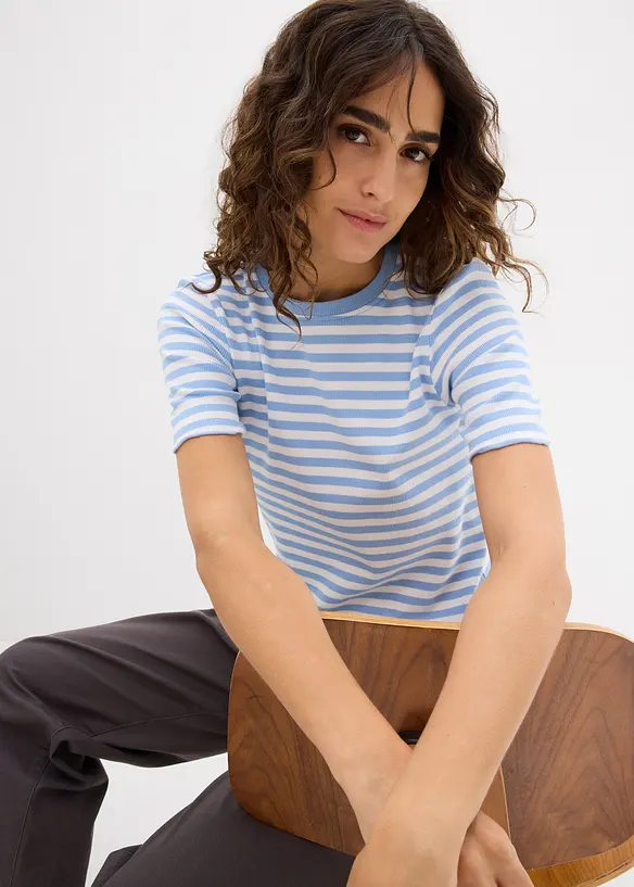 Geripptes Kurzarmshirt, bonprix