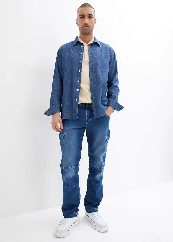 Jean cargo droit et extensible, Relaxed, bonprix
