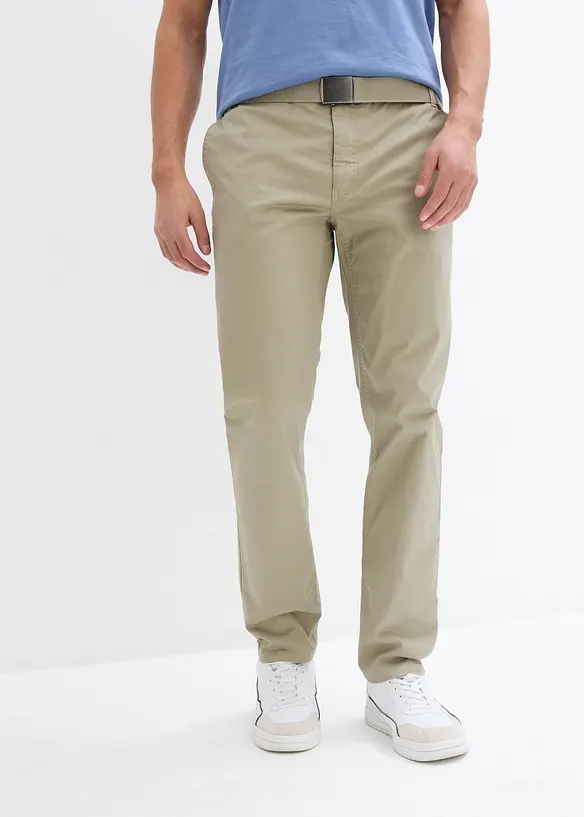 Pantalon chino extensible Regular avec ceinture, droit, bonprix
