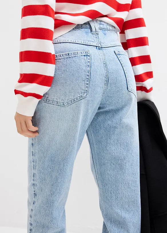 Jean mom cropped taille haute, peu extensible, bonprix