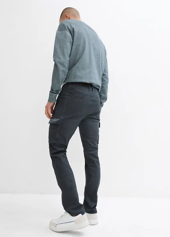 Pantalon cargo extensible, aspect délavé, Straight, bonprix