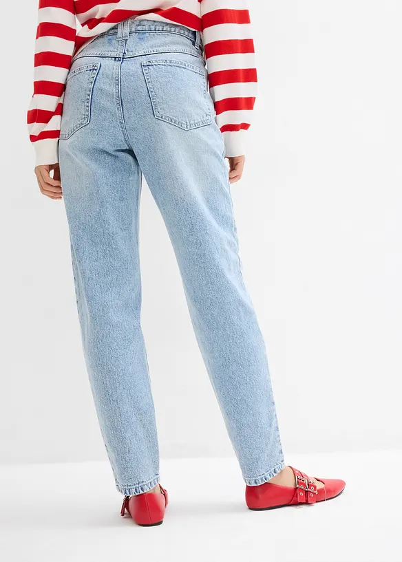 Jean mom cropped taille haute, peu extensible, bonprix