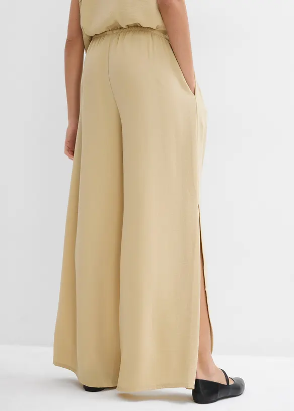 Pantalon palazzo en crêpe texturé, bonprix