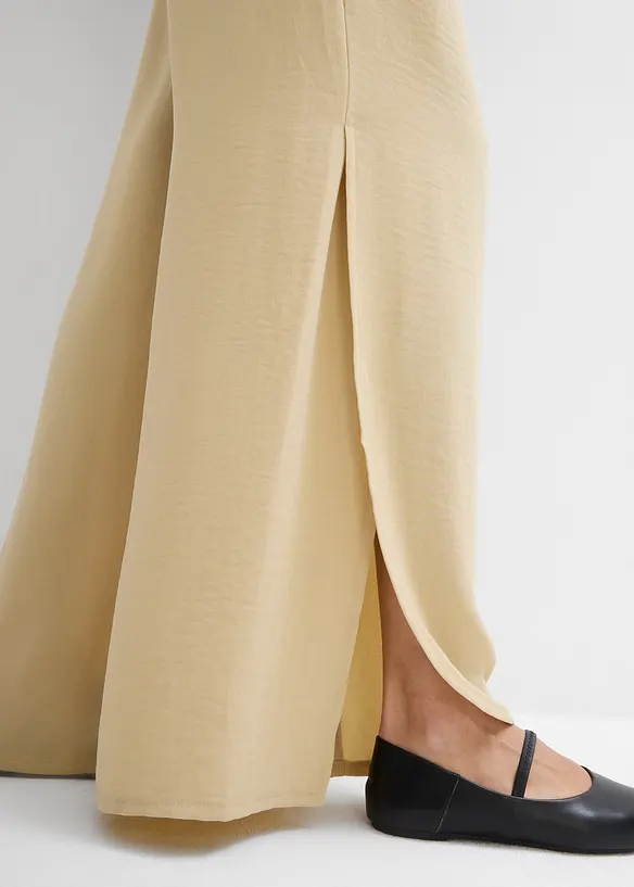 Pantalon palazzo en crêpe texturé, bonprix