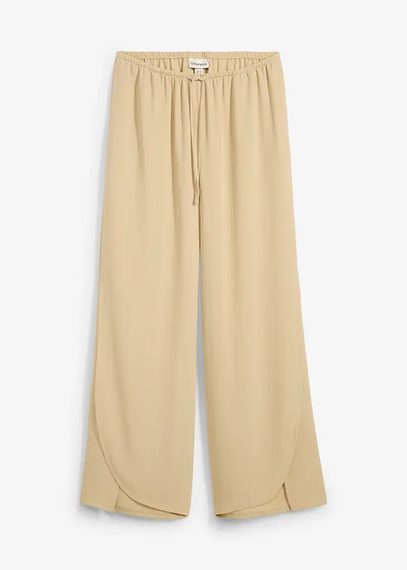 Pantalon palazzo en crêpe texturé, bonprix
