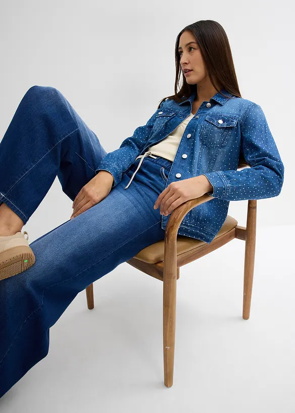 Veste en jean ornée de strass, bonprix