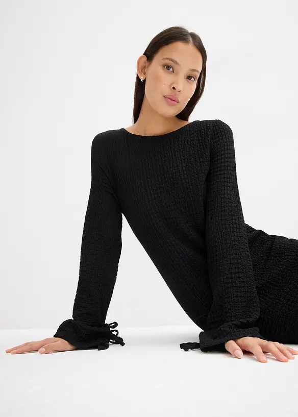 Minikleid aus strukturiertem Crêpe, bonprix