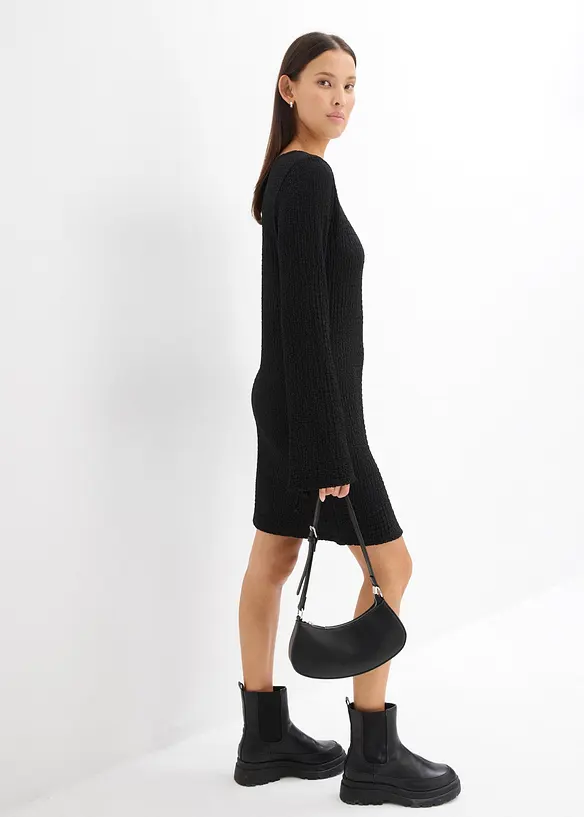 Minikleid aus strukturiertem Crêpe, bonprix