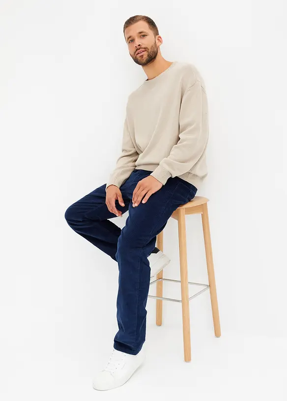 Pantalon droit Relaxed Fit en velours côtelé, doublé en flanelle, bonprix