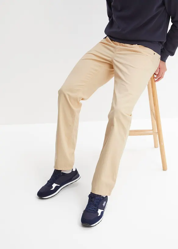 Pantalon droit taillé élastiquée 100% coton, Regular, bonprix