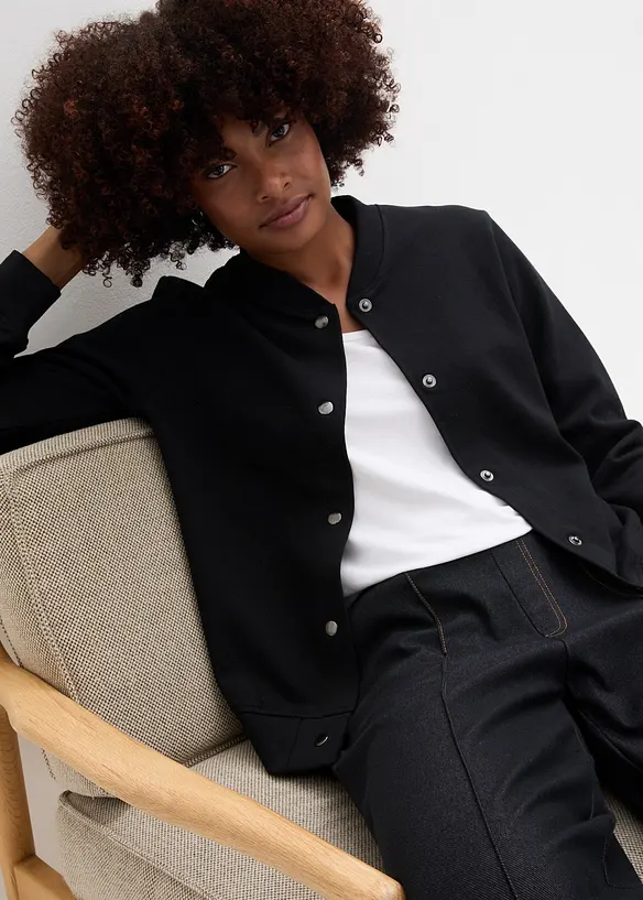 Blouson sweat boutonné, bonprix