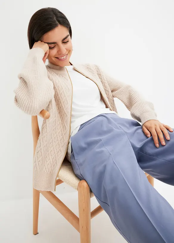 Gilet en maille torsadée, bonprix
