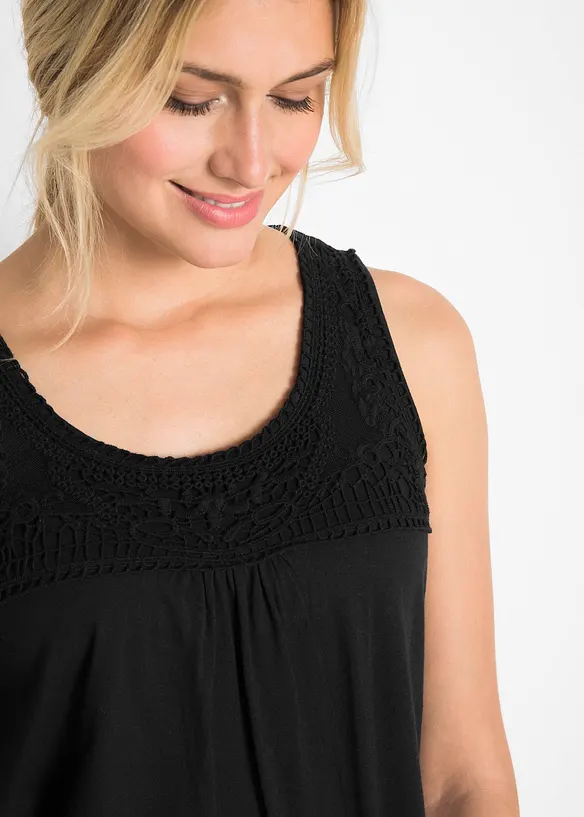 Baumwoll Longtop mit Spitze, bonprix