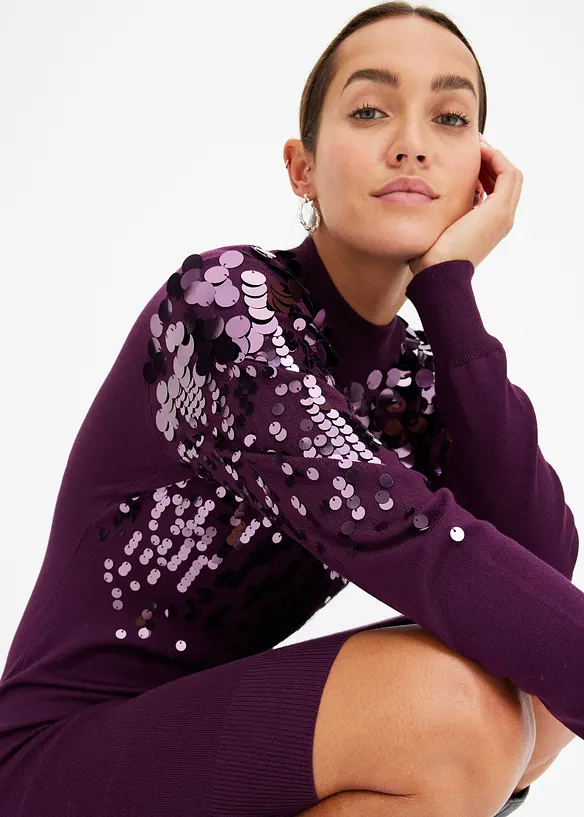 Strickkleid mit Pailletten, bonprix