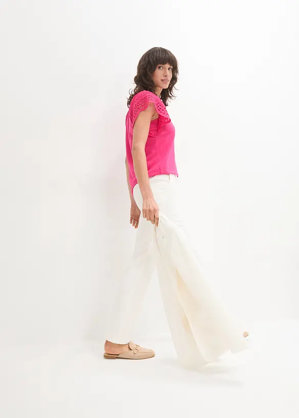 T-shirt à broderies anglaises, bonprix