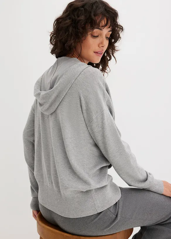 Strick-Hoodie mit Kängurutasche aus Viskose-Mix, bonprix