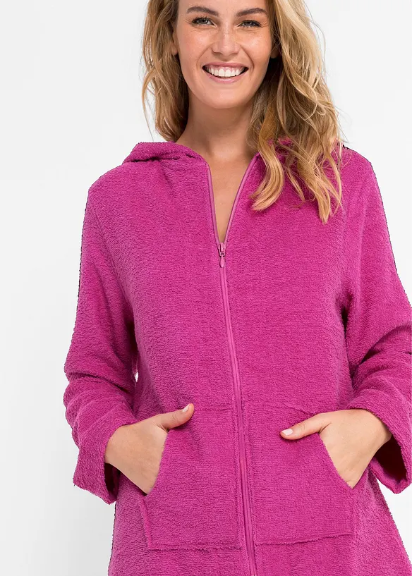 Frottee Bademantel aus Bio-Baumwolle mit Reißverschluss, bonprix