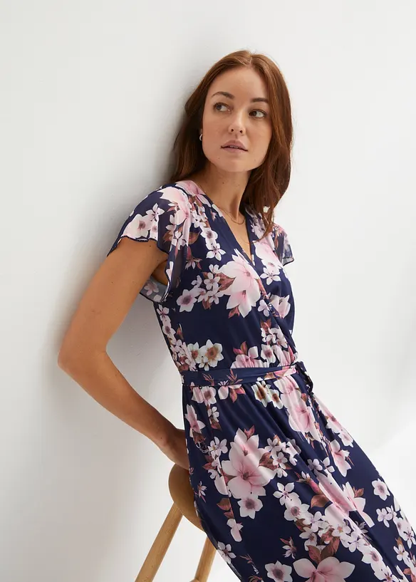 Robe midi imprimée en mesh, bonprix