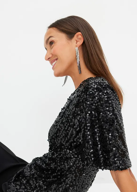 Kurzes Shirt mit Pailletten, bonprix