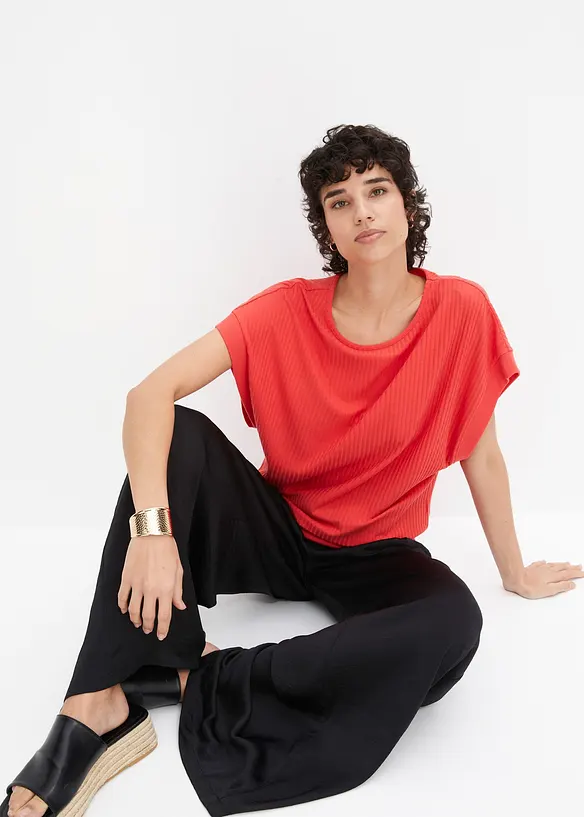 Rippshirt mit Fledermausärmeln, bonprix
