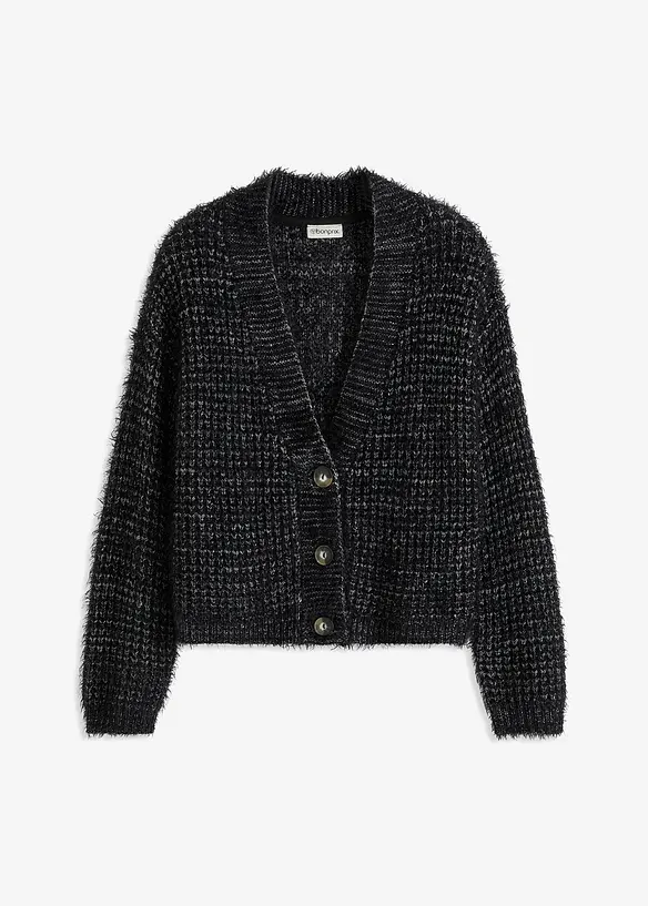 Oversize-Strickjacke mit Bändchengarn, bonprix