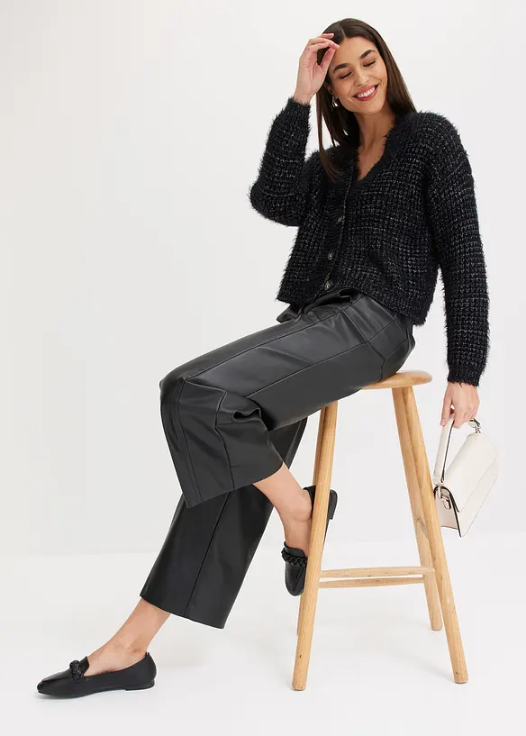 Oversize-Strickjacke mit Bändchengarn, bonprix