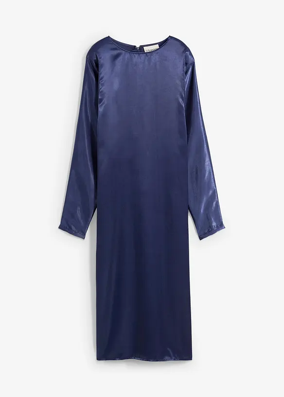 Midikleid mit Fledermausärmeln aus fließendem Satin, bonprix