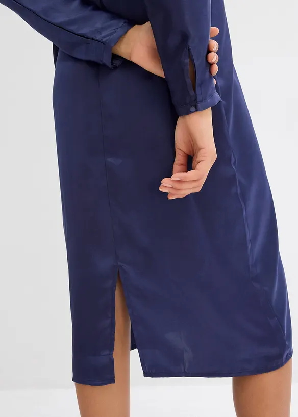 Midikleid mit Fledermausärmeln aus fließendem Satin, bonprix