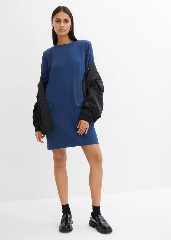 Minikleid mit Schulterpolstern aus Viskose-Mix, bonprix
