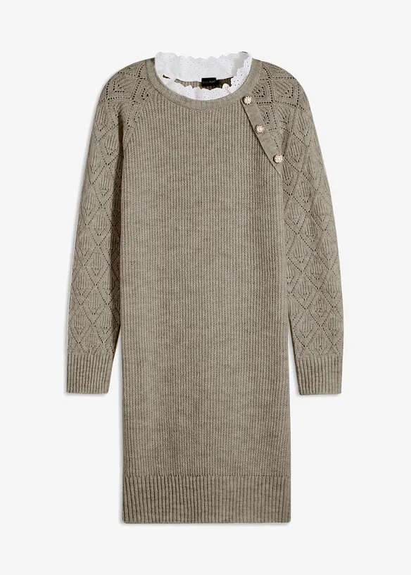 Robe en maille rehaussée de boutons décoratifs, bonprix