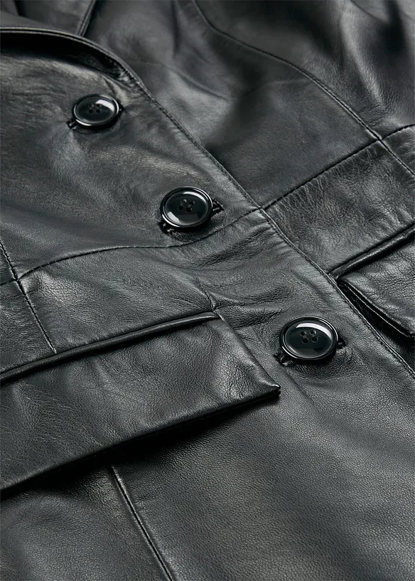 Manteau court en cuir d’agneau nappa, bonprix