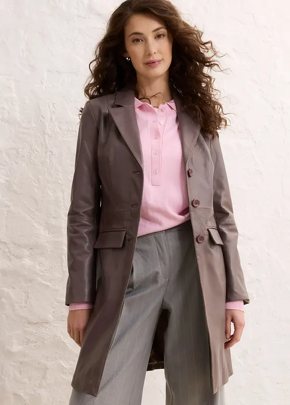 Manteau court en cuir d’agneau nappa, bonprix
