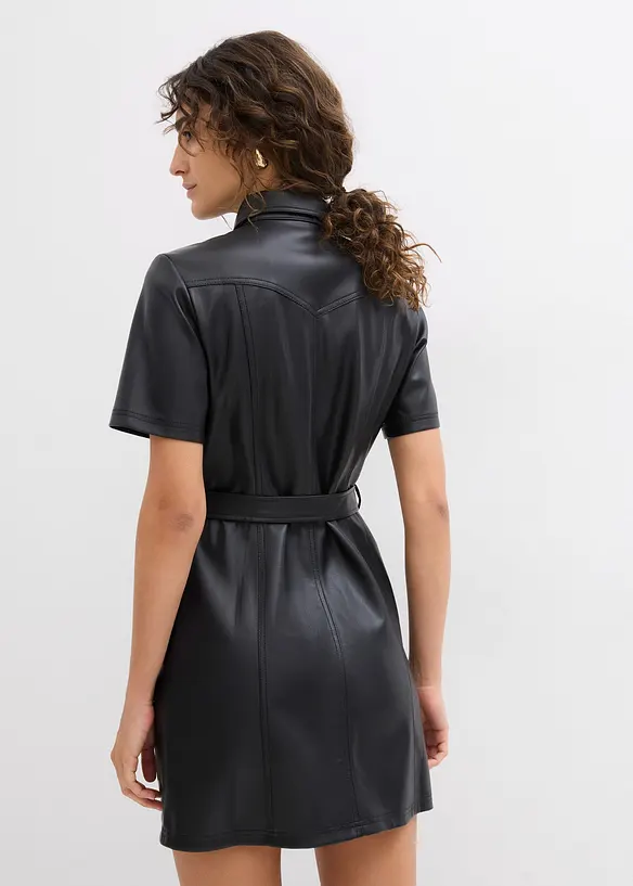 Figurbetontes Lederimitat-Kleid, bonprix