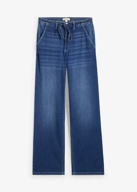 Jean droit taille haute élastiquée, loose, bonprix