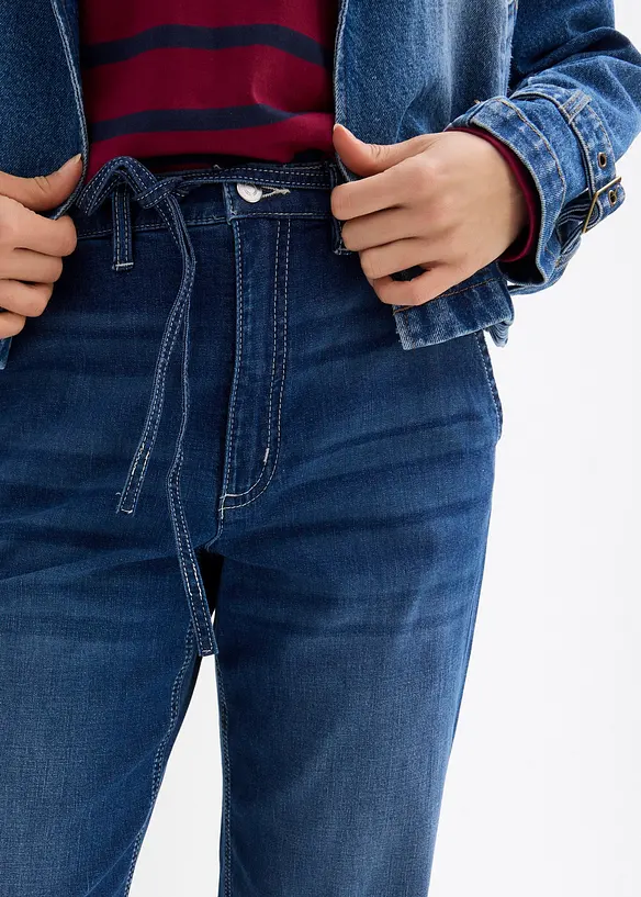Jean droit taille haute élastiquée, loose, bonprix