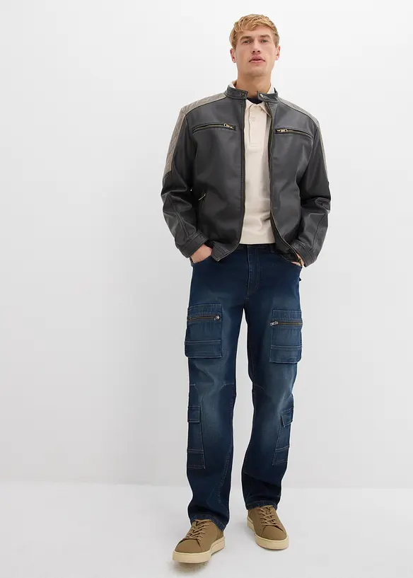 Jean cargo droit et extensible, loose, bonprix