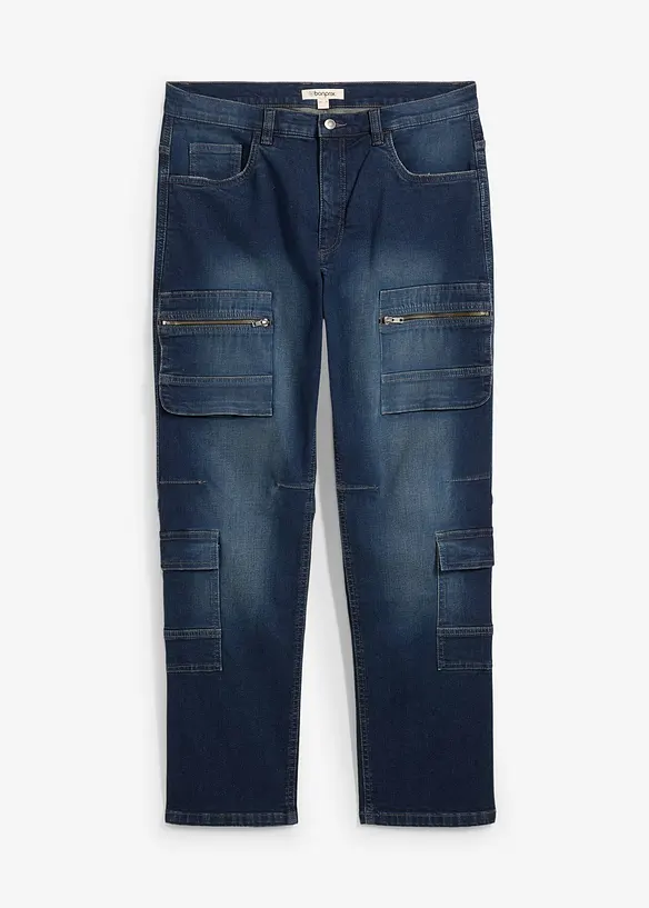Jean cargo droit et extensible, loose, bonprix